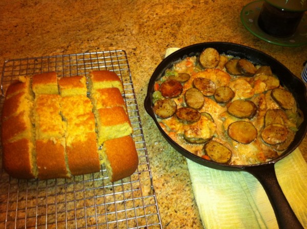 Chicken with Potatoes (and corn bread)